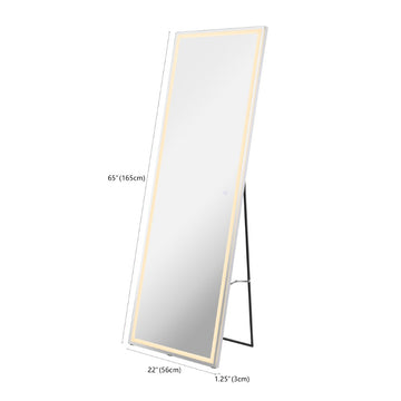 Soraya Full-length Rectangular Frameless Anti-Fog Plug-in/Hardwire Aluminum Front-lit Tri-color LED Freestand/Hang Mirror with Smart Touch Control - JONATHAN Y